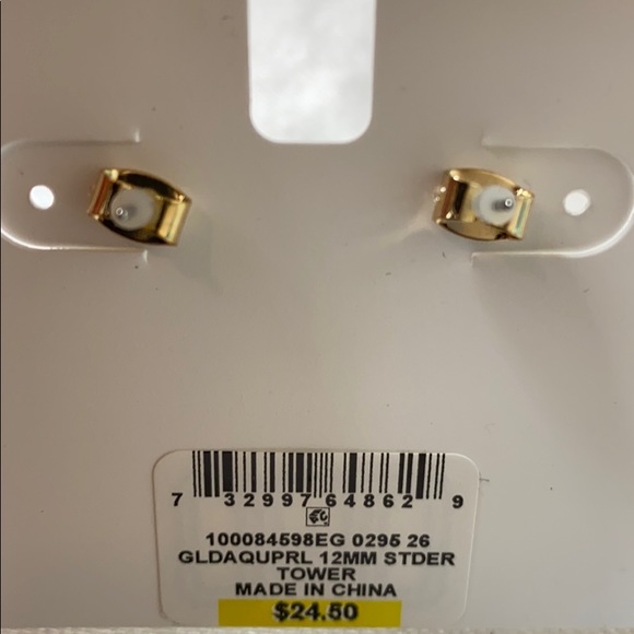 NWT Charter club faux pearl 12mm earrings - Picture 3 of 3